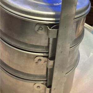 Aluminum 4 Tier Stacking Camping Picnic Lunch Carriers Deep Cook Pots